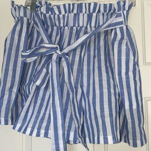 SHEIN striped paper bag shorts with tie